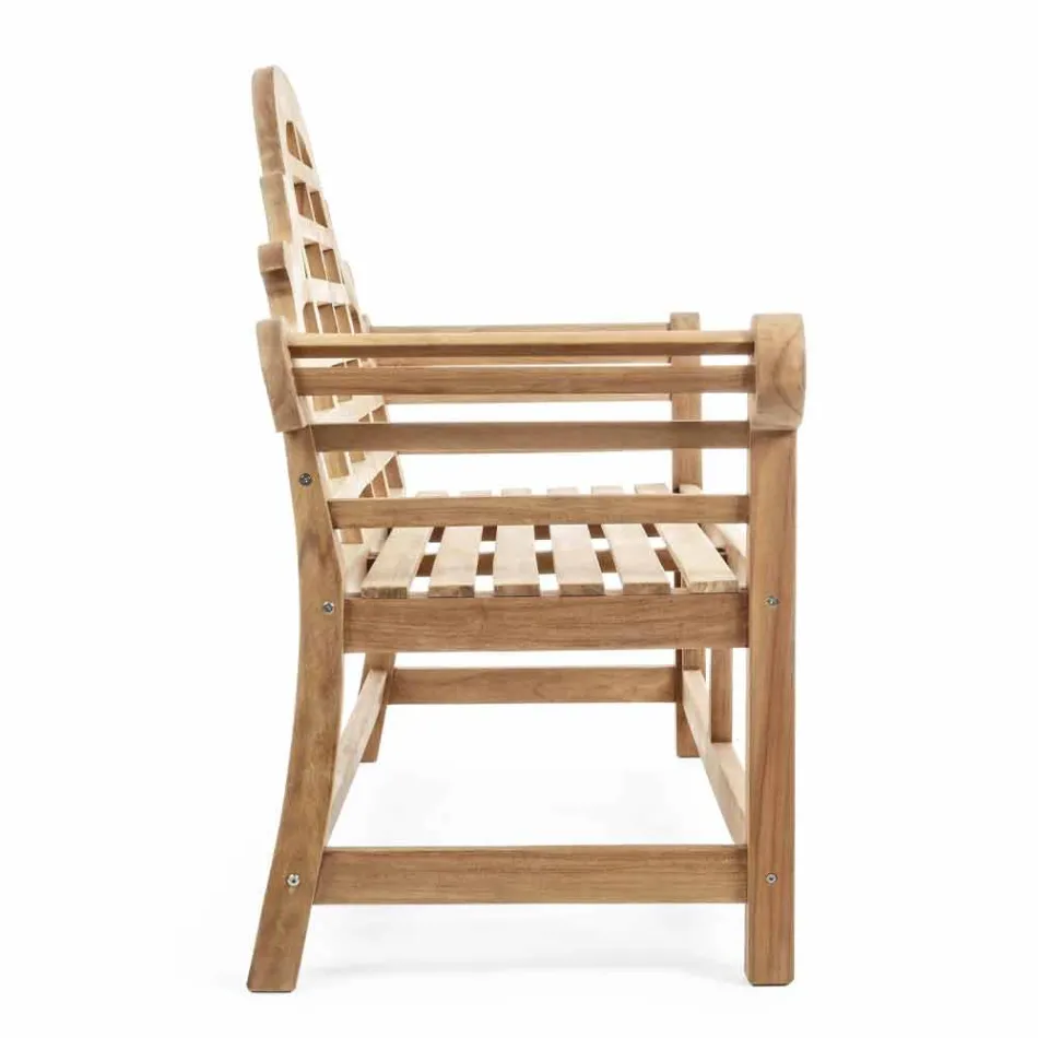 Rustikální zahradní lavička z teakového dřeva - Simonia Viadurini