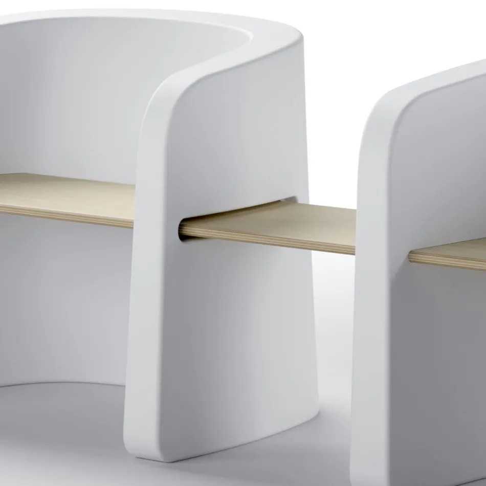 Zahradní lavice z polyetylenového a březového dřeva Made in Italy - Talula Viadurini