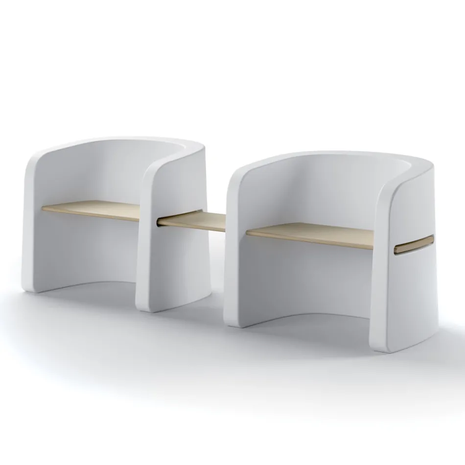 Zahradní lavice z polyetylenového a březového dřeva Made in Italy - Talula Viadurini