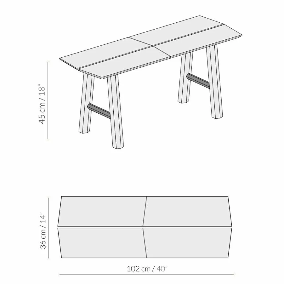 Moderní designová lavička z jasanového dřeva s dýhovaným sedadlem - Andria Viadurini
