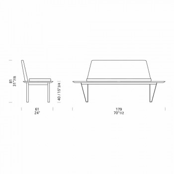 Čalouněná a čalouněná lavička z oceli a základny MDF Moderní minimalistický design - Gardena