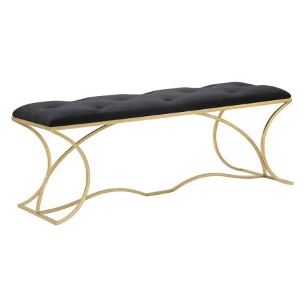 Železná lavice se zlatým povrchem se sedadlem potaženým látkou - symbol Viadurini