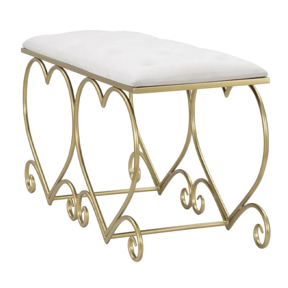 Lavička ve zlaté žehličce s polstrováním sedáku a potahem z látky - Alchimia Viadurini