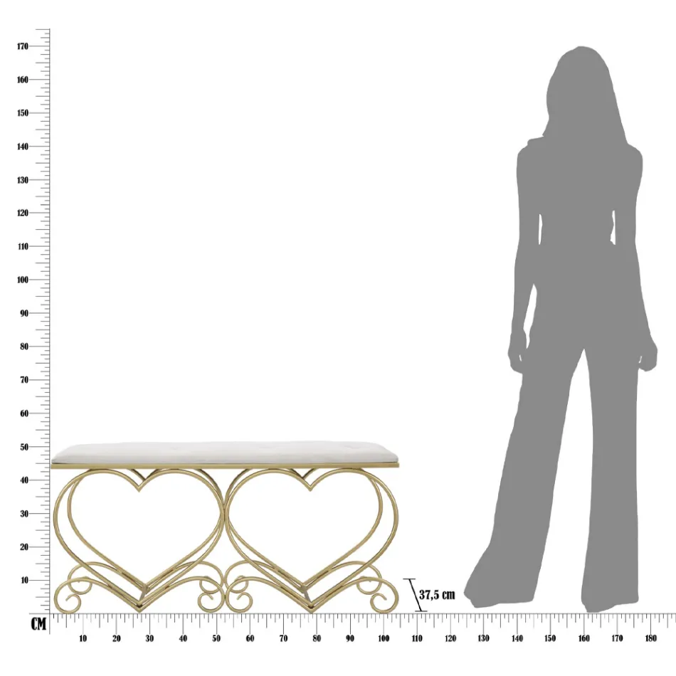 Lavička ve zlaté žehličce s polstrováním sedáku a potahem z látky - Alchimia Viadurini