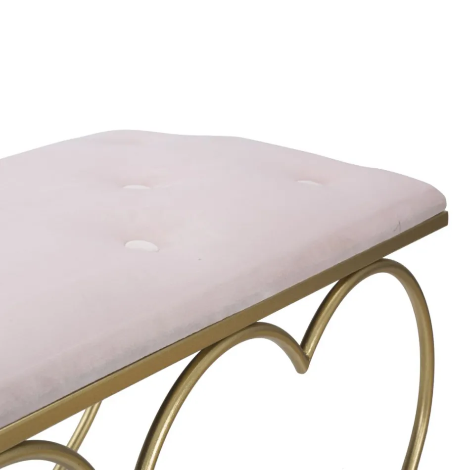 Lavička ve zlaté žehličce s polstrováním sedáku a potahem z látky - Alchimia Viadurini