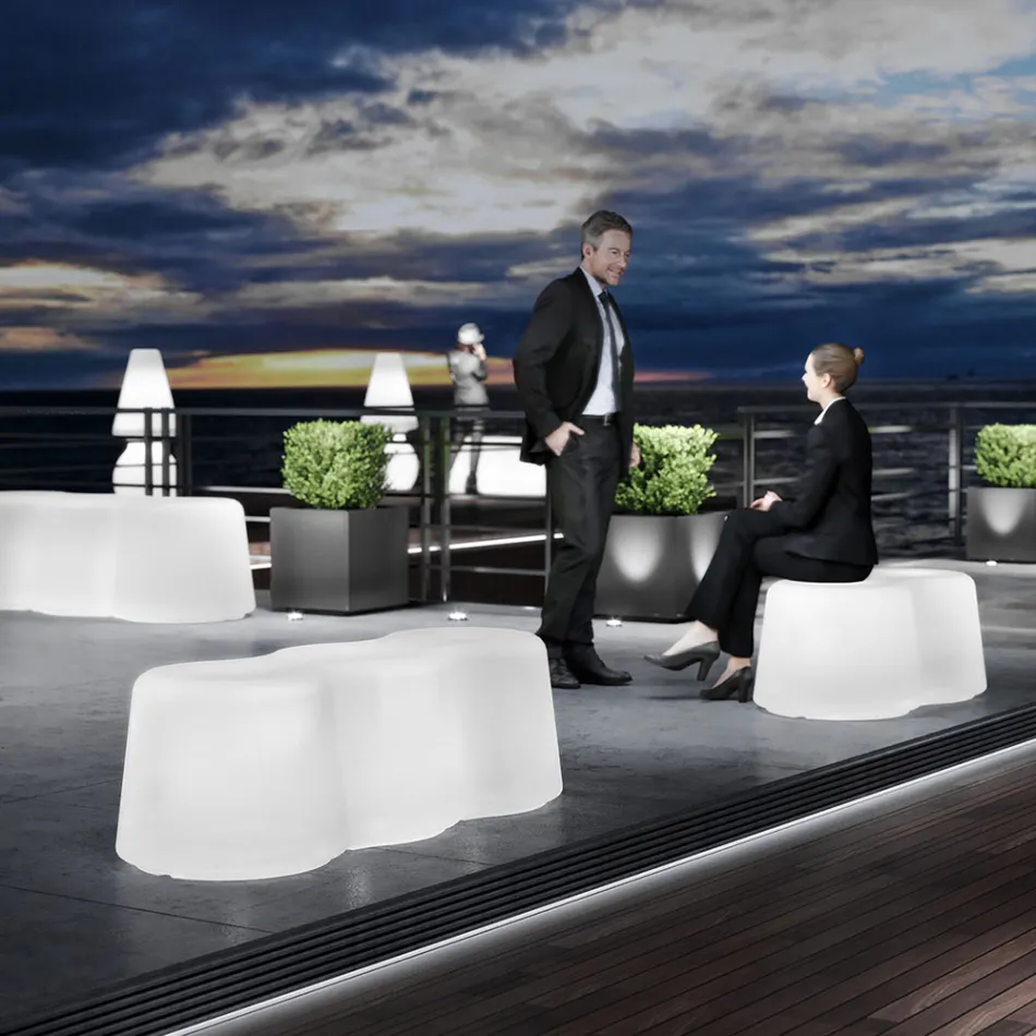 Venkovní vlnitá lavička z polyetylenu Made in Italy - Brenda Viadurini