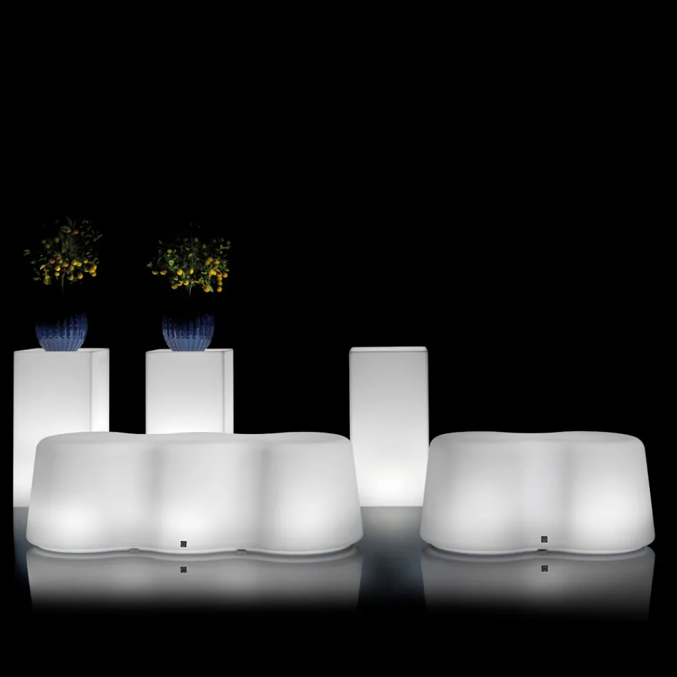 Vlnitá venkovní svítivá lavice z polyetylenu Made in Italy - Brenda Viadurini