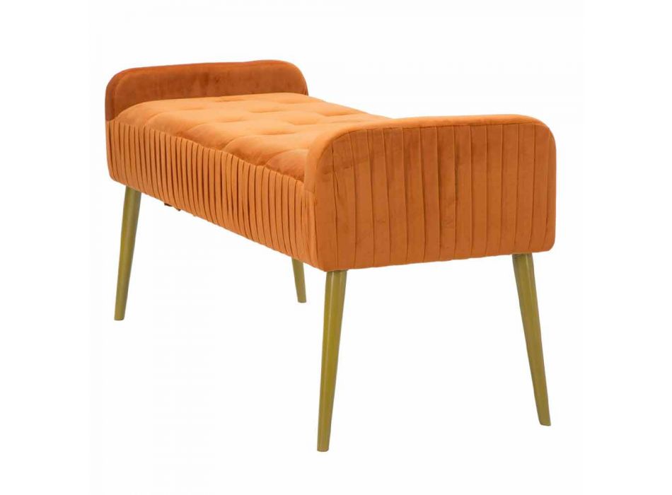 Moderní obdélníková lavice v barvě rezu ve dřevě a tkanině - Zack Viadurini
