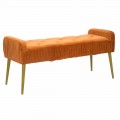 Moderní obdélníková lavice v rezavé barvě z látky a dřeva - Zack