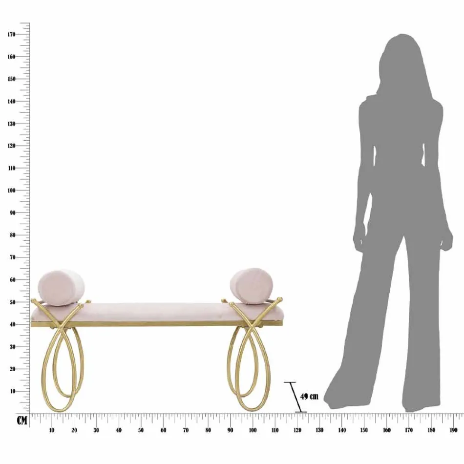 Moderní designová obdélníková lavice ze železa, MDF a textilie - Harding Viadurini