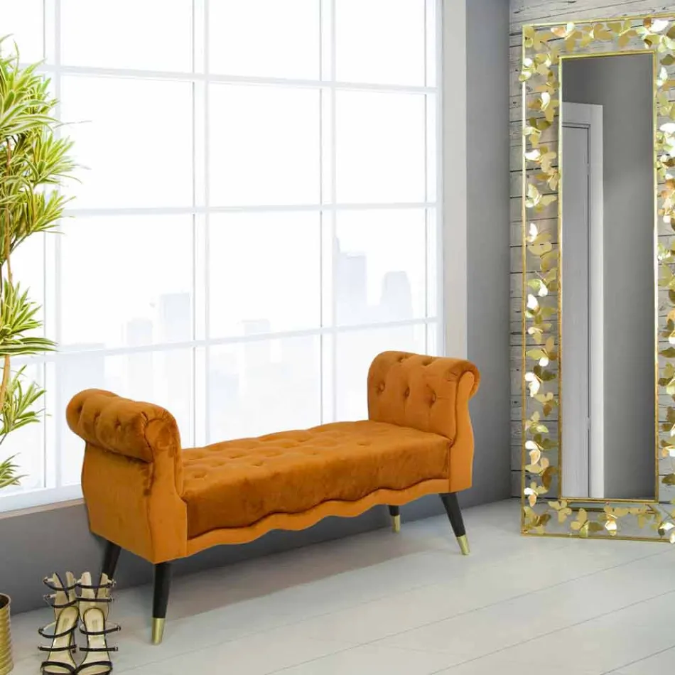 Moderní designová obdélníková lavice ze dřeva a látky - Theodore Viadurini