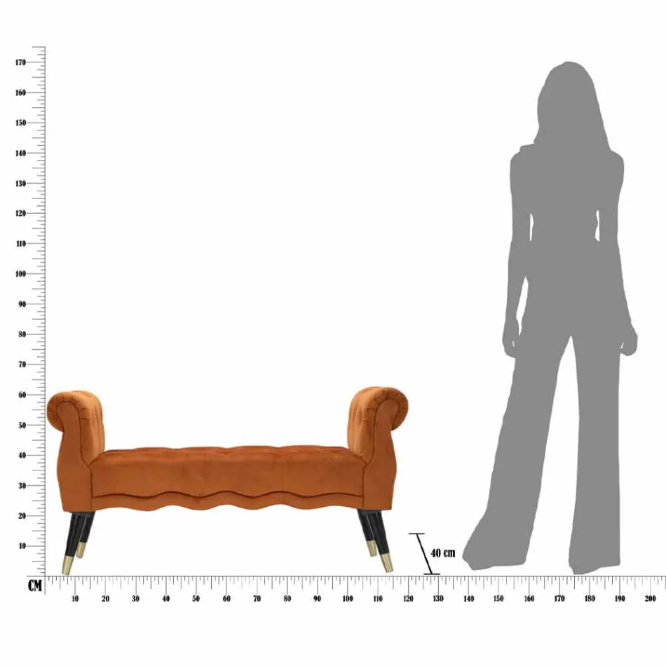 Moderní designová obdélníková lavice ze dřeva a látky - Theodore Viadurini