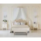 Shabby Chic Lavice ze dřeva se sedadlem z prošívané textilie - Rocchetta Viadurini