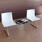 2místná kancelářská lavice s konferenčním stolkem z oceli a barevným technopolymerem - Verenza Viadurini
