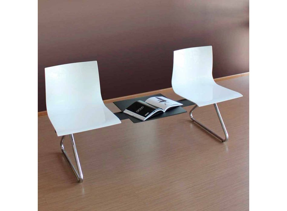 2místná kancelářská lavice s konferenčním stolkem z oceli a barevným technopolymerem - Verenza Viadurini