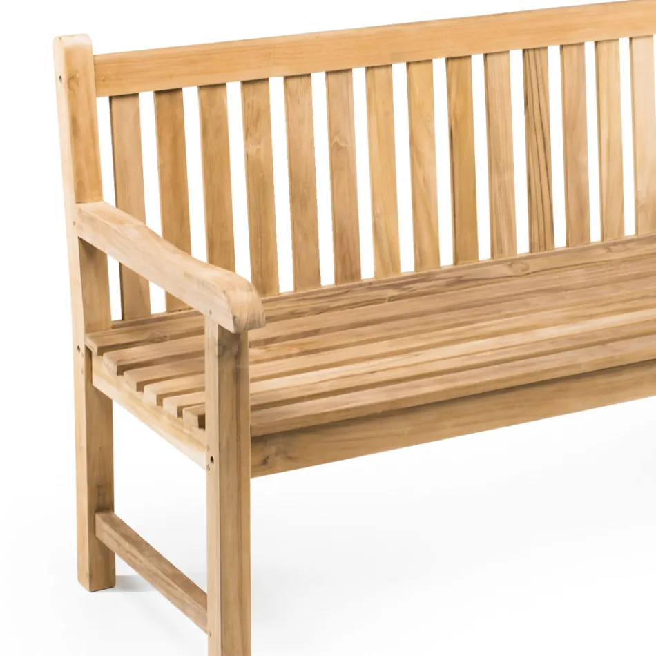 Zahradní lavička z přírodního teaku různých velikostí - Yggdrasil Viadurini