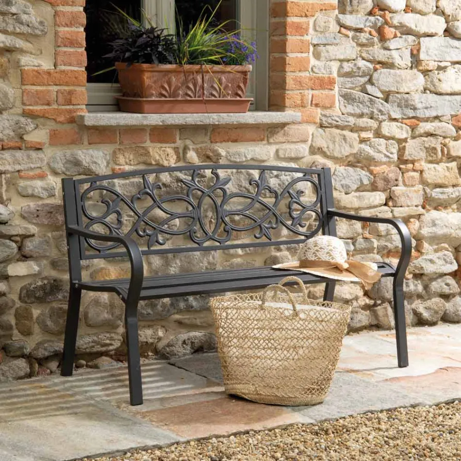 Zahradní lavička z kovu s různými povrchovými úpravami - sešívačka Viadurini