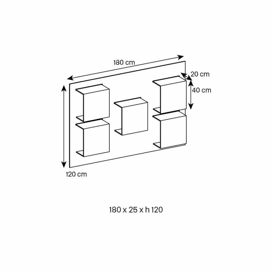 Nástěnný panel z ořechového dřeva a skleněných polic Canaletto 2 velikosti - bazalka Viadurini