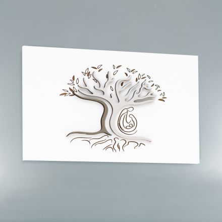 Laserem gravírovaný bílý panel se stromem a rodinou Made in Italy - Helga Viadurini