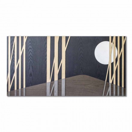 Dekorativní panel 120x60 s vložkami z přírodního dřeva a basreliéfem - Fuca Viadurini