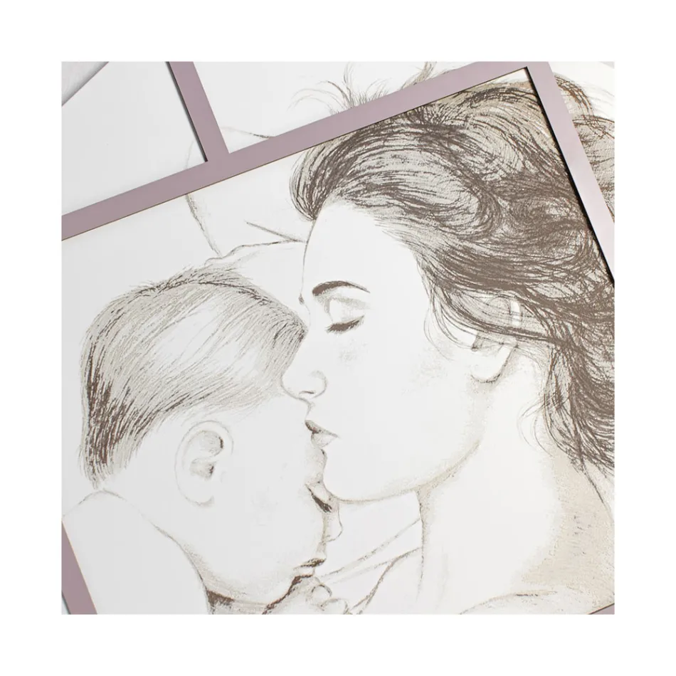 Laserem gravírovaný panel se ženou a dítětem Made in Italy - Harald Viadurini