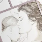 Laserem gravírovaný panel se ženou a dítětem Made in Italy - Harald Viadurini