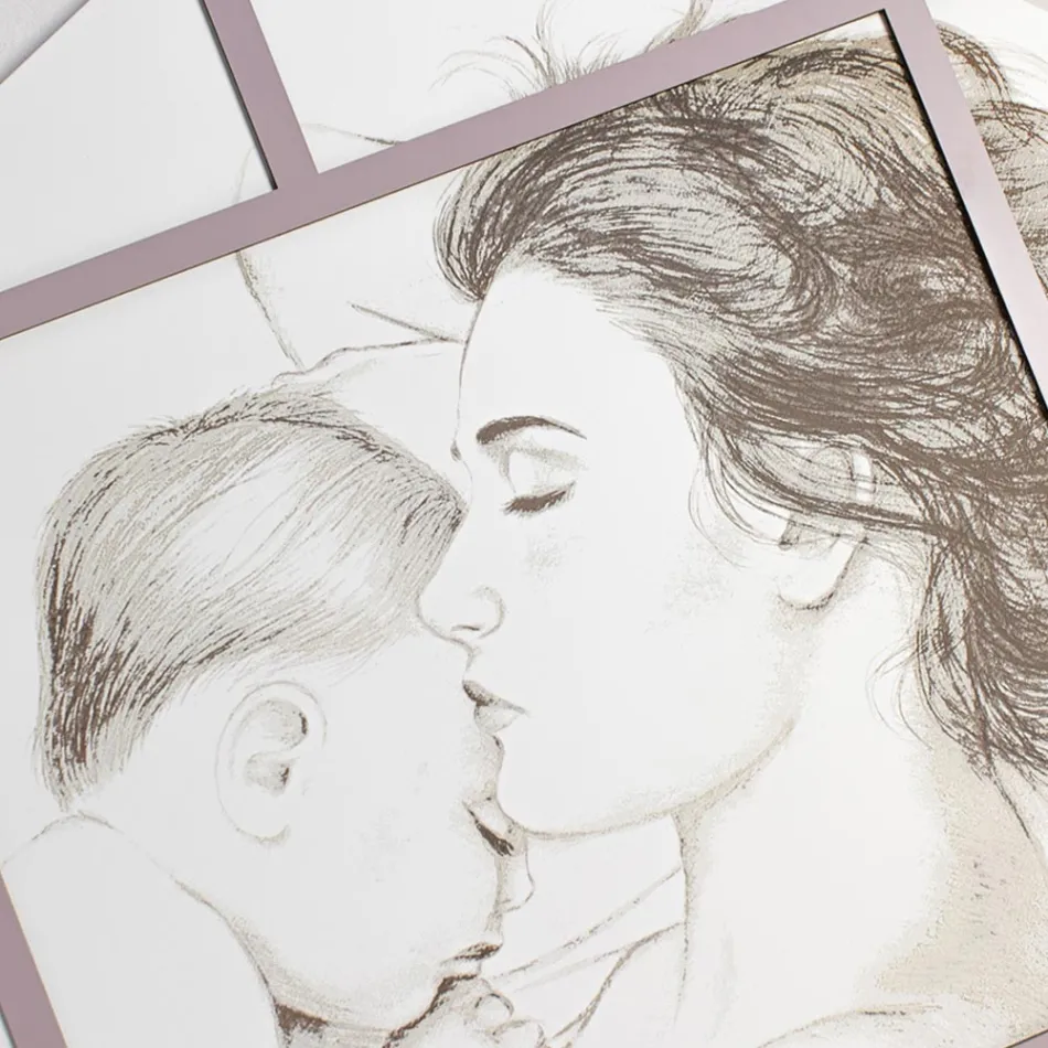 Laserem gravírovaný panel se ženou a dítětem Made in Italy - Harald Viadurini