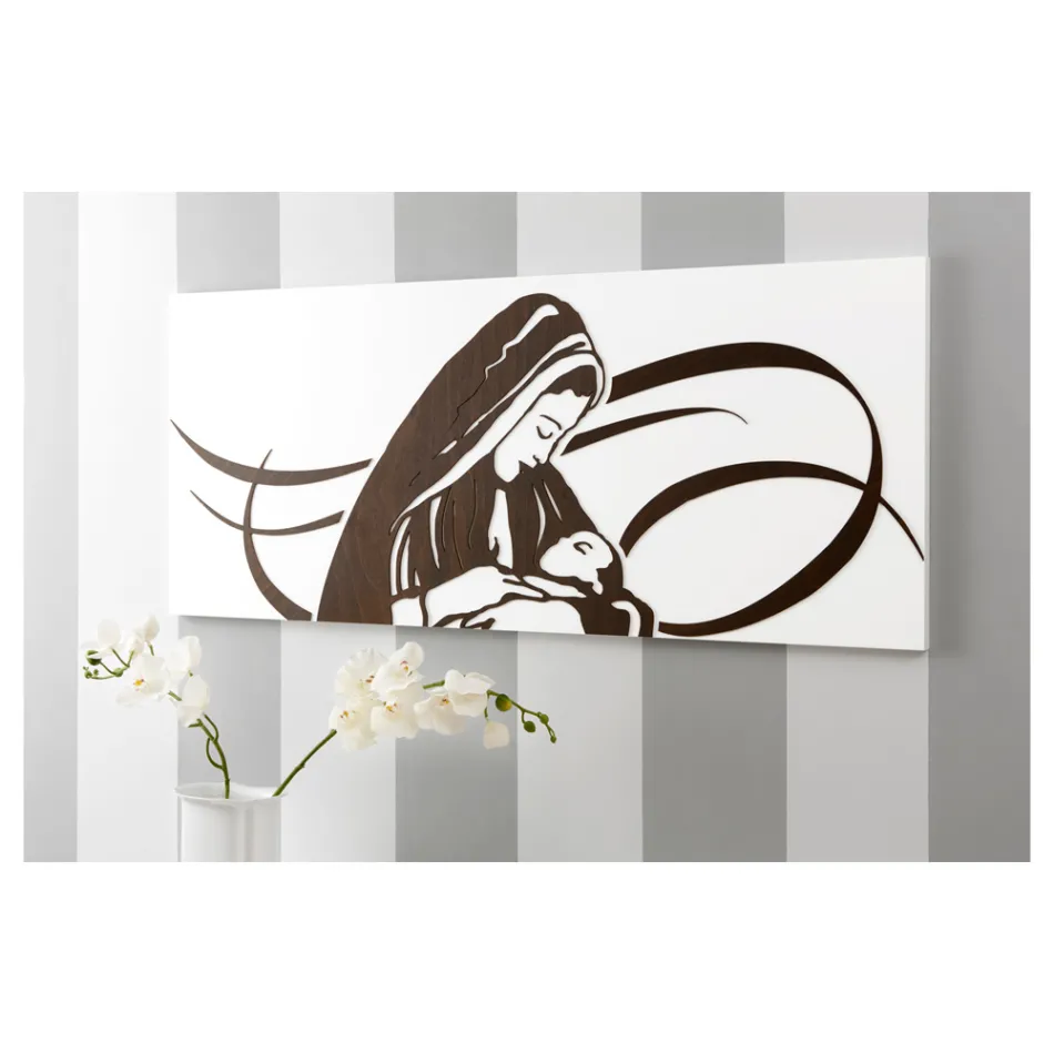 Panel vyrobený laserovým gravírováním, který zobrazuje matku Made in Italy - Chiyo Viadurini