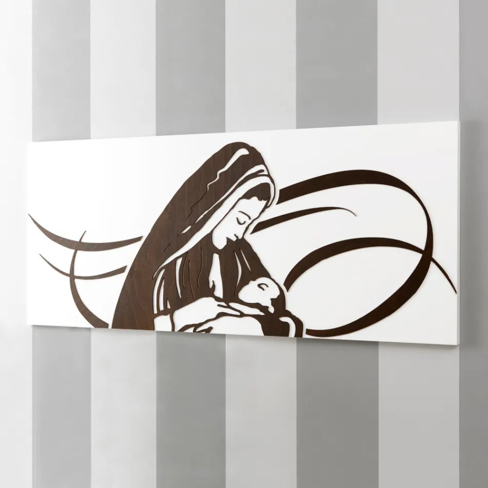 Panel vyrobený laserovým gravírováním, který zobrazuje matku Made in Italy - Chiyo Viadurini