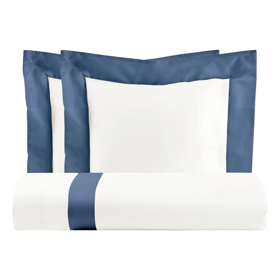 Sada saténových povlaků na přikrývku ze 100 % bavlny a 10 % bavlny se 2 povlaky na polštáře - Detail Viadurini