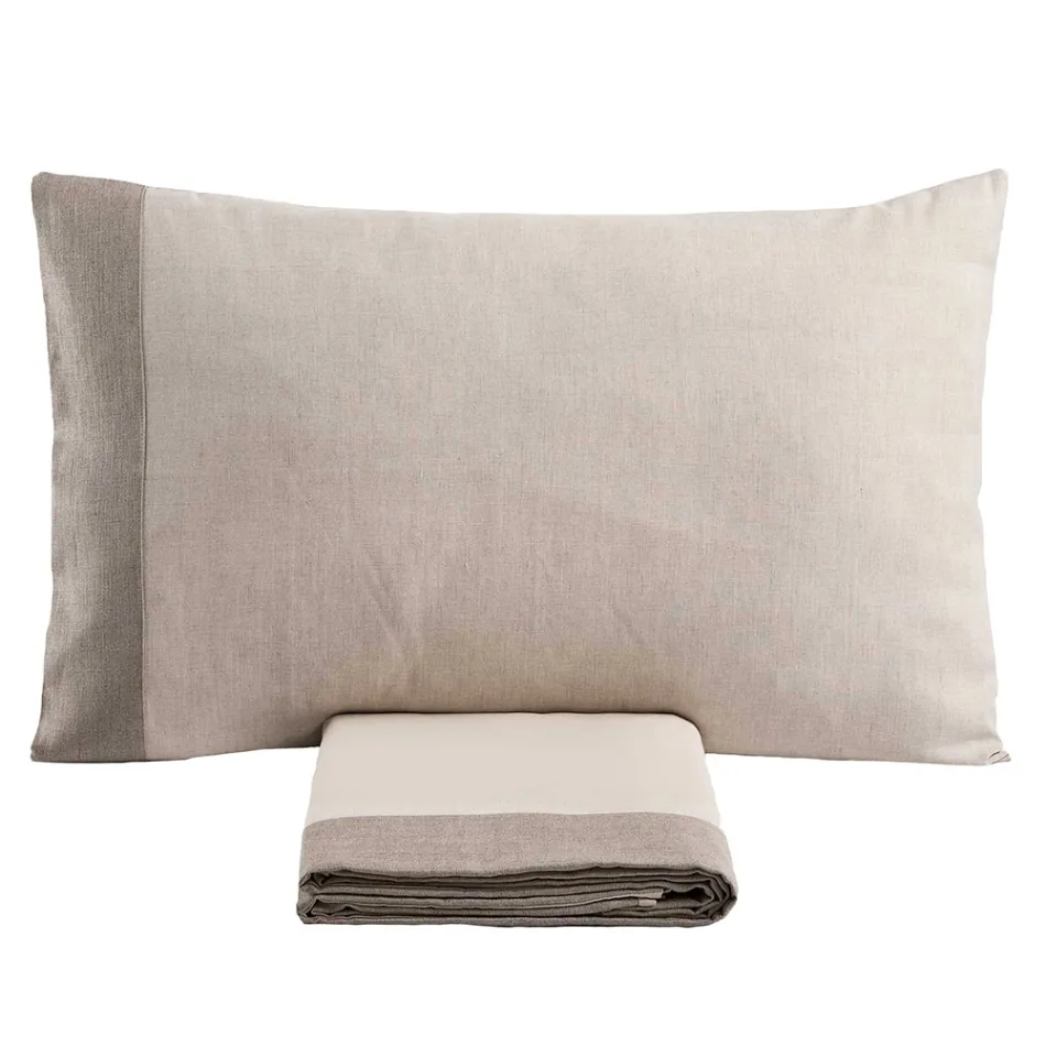 Sada dvojitých povlaků na přikrývku z 90% bavlny a 10% lnu Made in Italy - Nestlé Viadurini