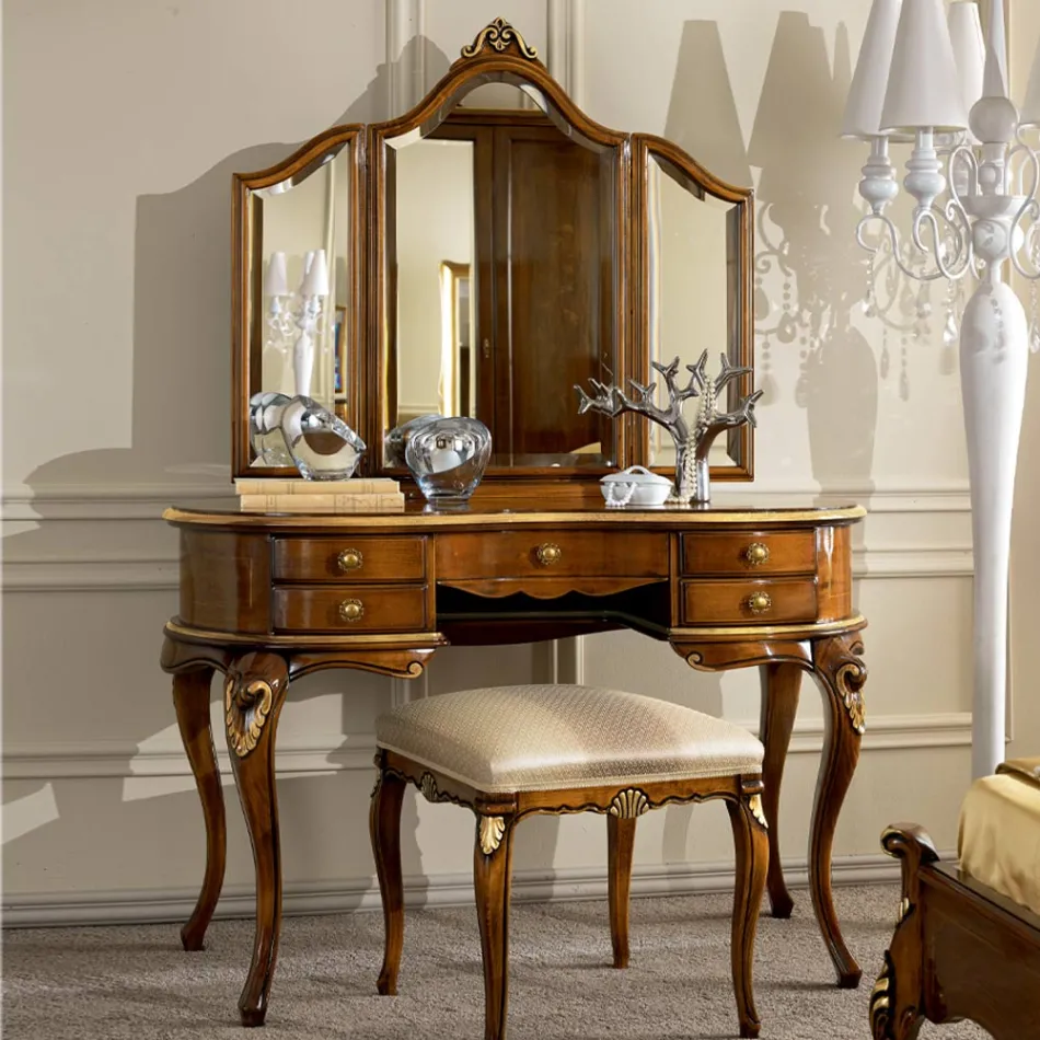 Klasický dřevěný hřeben na líčení se zrcadlem Made in Italy - Cambrige Viadurini