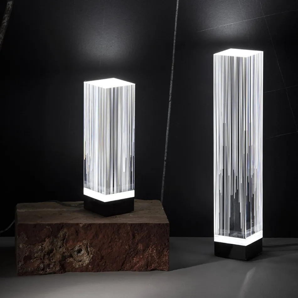 Led stojací lampa v designu Triptych Satin Acrylic Crystal - Crystol Viadurini