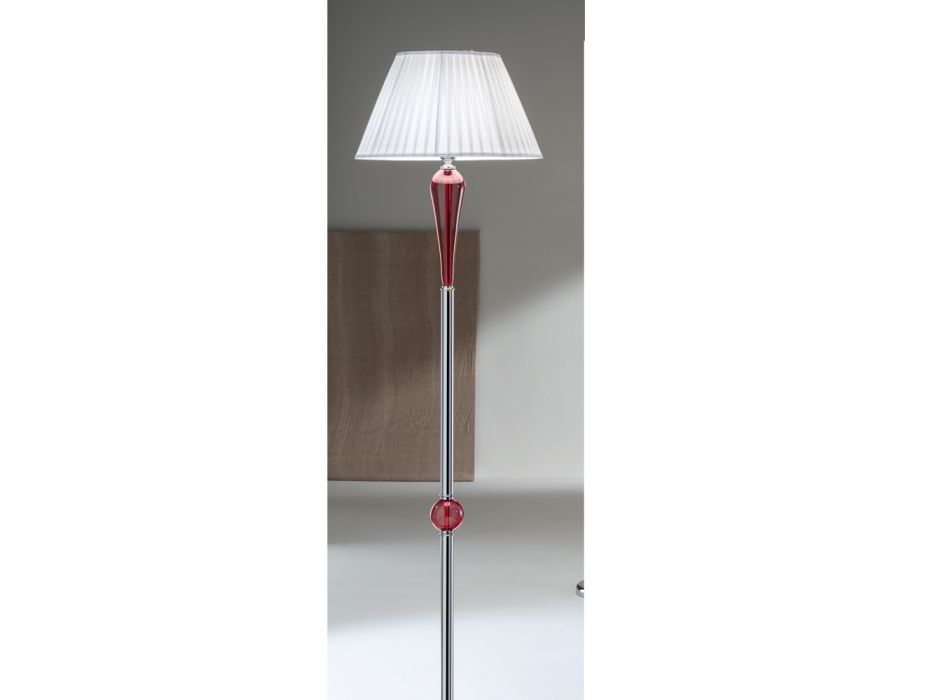 Klasická ručně vyráběná italská stojací lampa ze skla a kovu se stínidlem - Oliver Viadurini