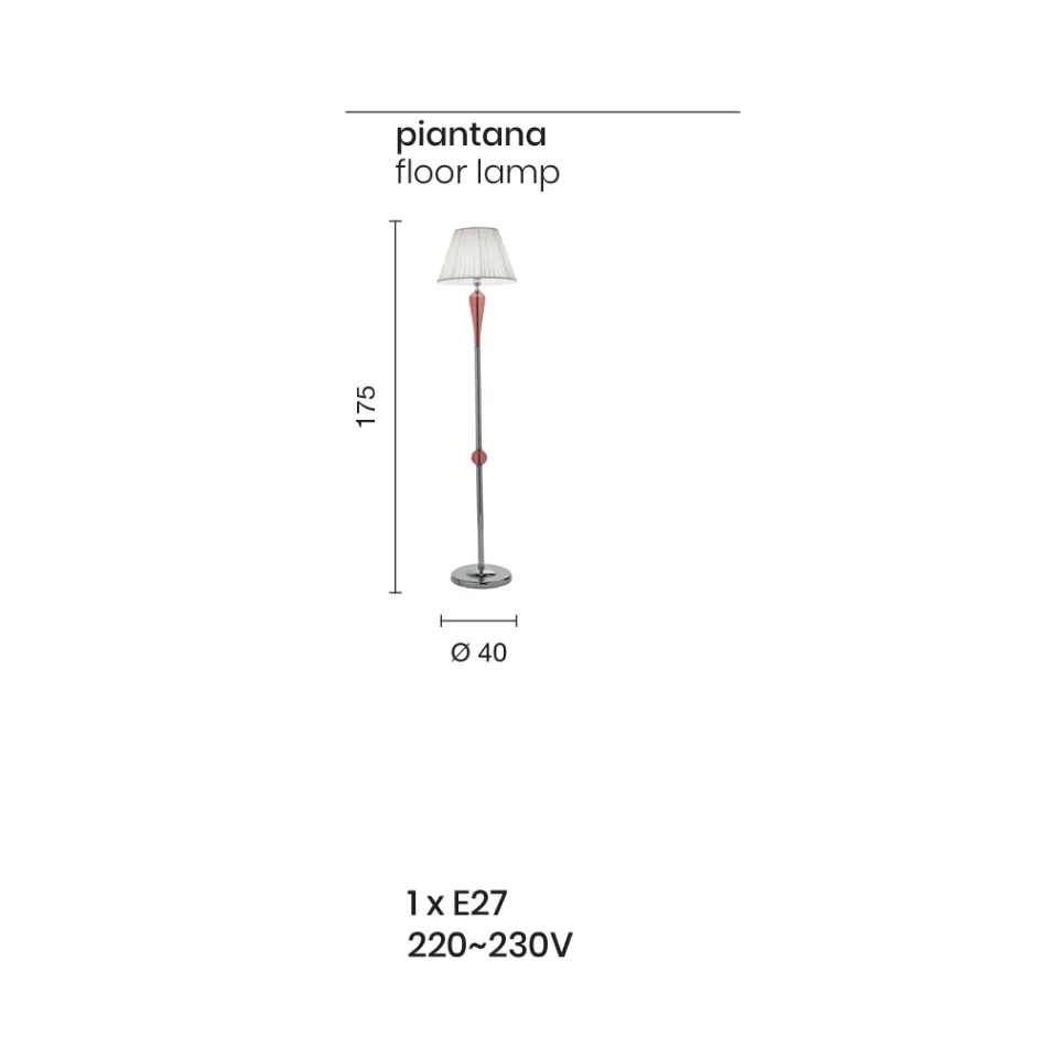 Klasická ručně vyráběná italská stojací lampa ze skla a kovu se stínidlem - Oliver Viadurini