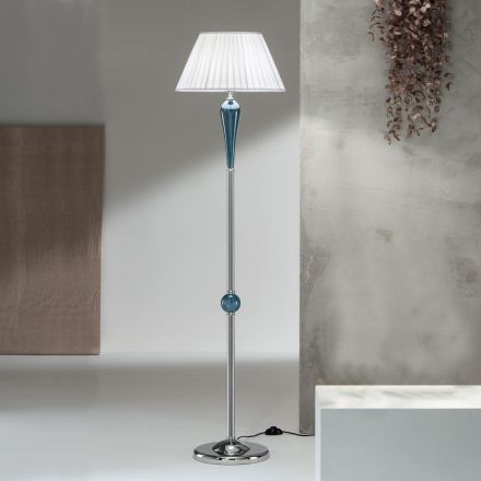 Klasická ručně vyráběná italská stojací lampa ze skla a kovu se stínidlem - Oliver Viadurini