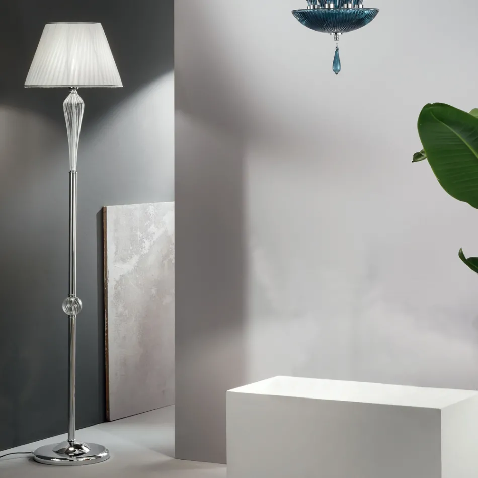 Klasická stojací lampa z ručně vyráběného skla Rigaton a zlatého kovu - Fievole Viadurini