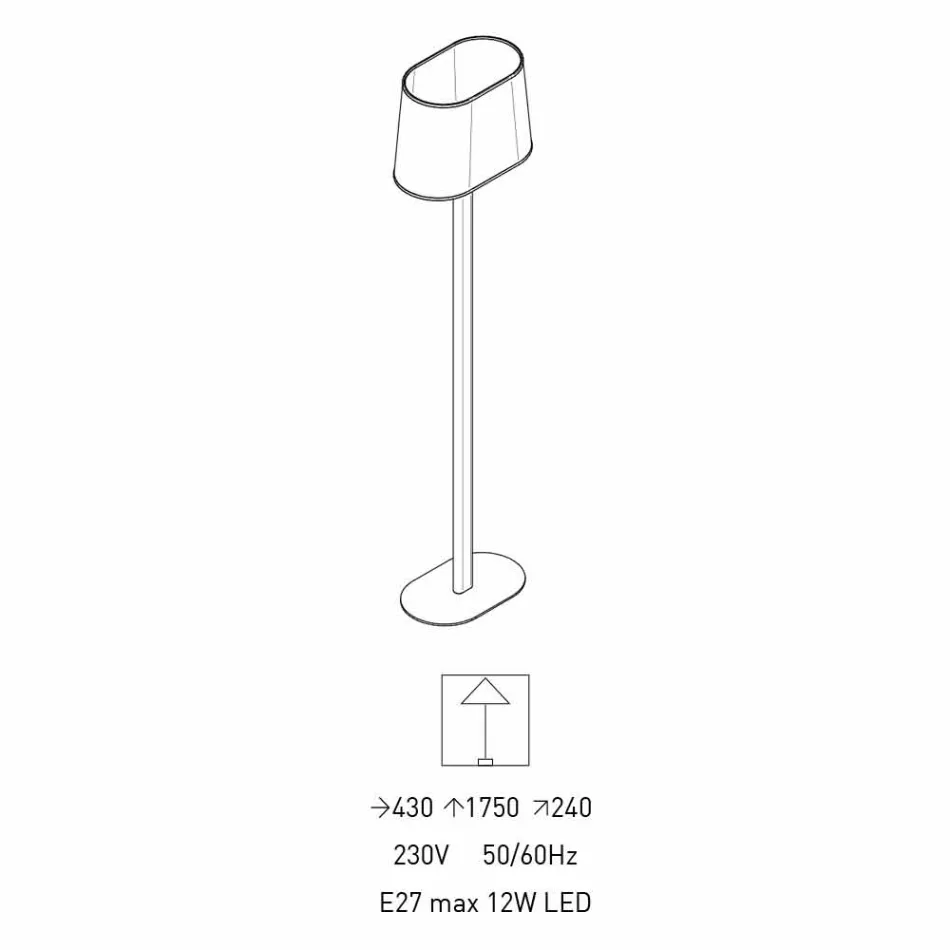 Kovová stojací lampa s moderním designem a látkovým stínidlem vyrobené v Itálii - skok Viadurini