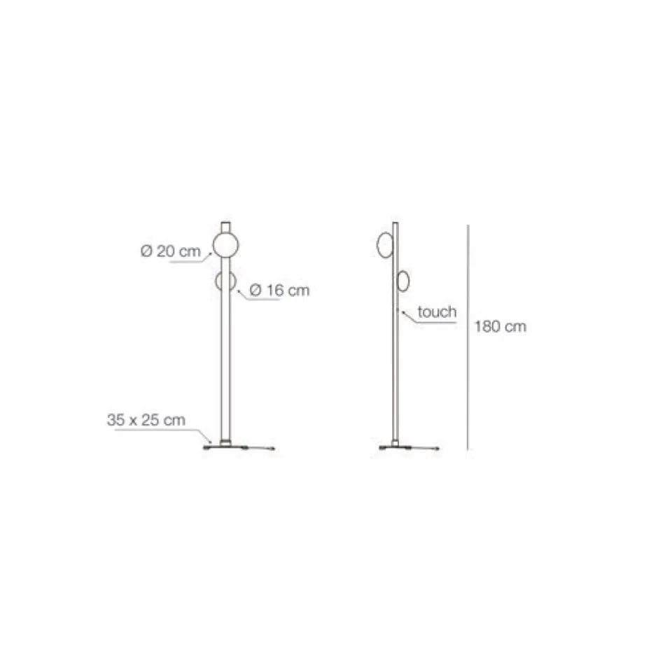 Stojací lampa Alma z hliníku a bílého foukaného skla Viadurini