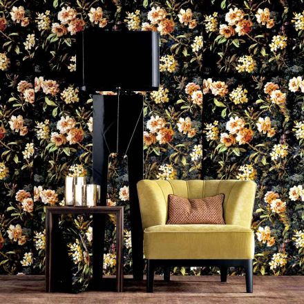 Podlahová svítidla ze dřeva a designová tkanina Grilli Zarafa vyráběná v Itálii Viadurini