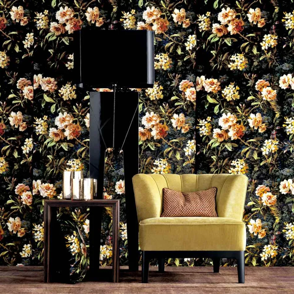 Podlahová svítidla ze dřeva a designová tkanina Grilli Zarafa vyráběná v Itálii Viadurini