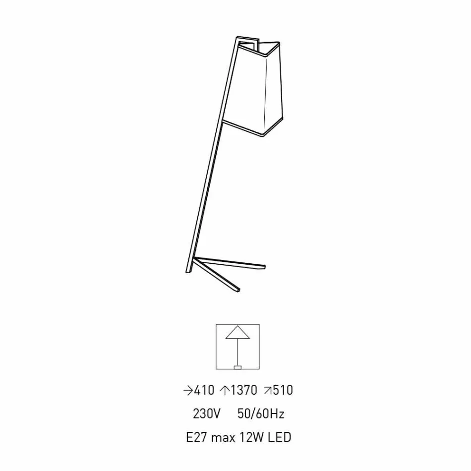 Kovová stojací lampa s moderním bílým bavlněným stínidlem vyrobené v Itálii - Barton Viadurini