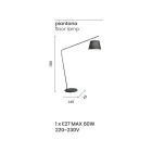 Kovová stojací lampa s PVC stínidlem potaženým látkou - Adriana Viadurini