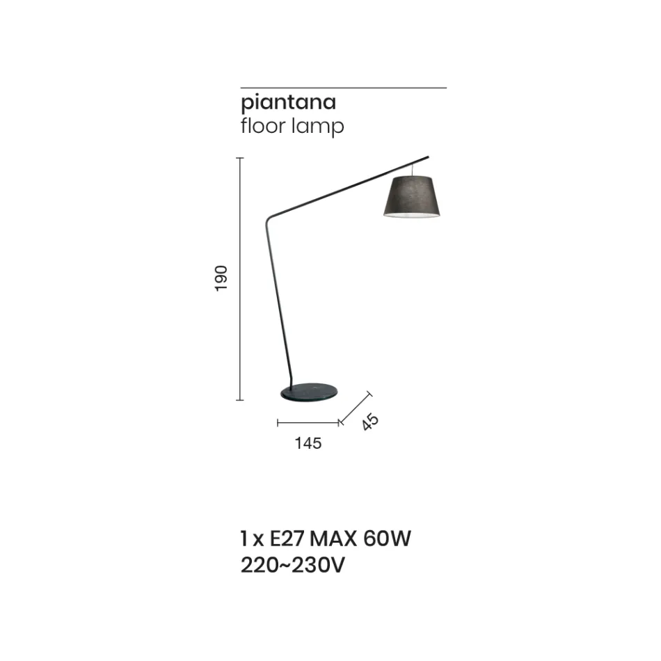 Kovová stojací lampa s PVC stínidlem potaženým látkou - Adriana Viadurini