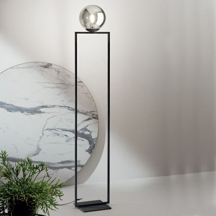 Malovaná kovová stojací lampa s difuzorem z foukaného skla - Salamanca Viadurini