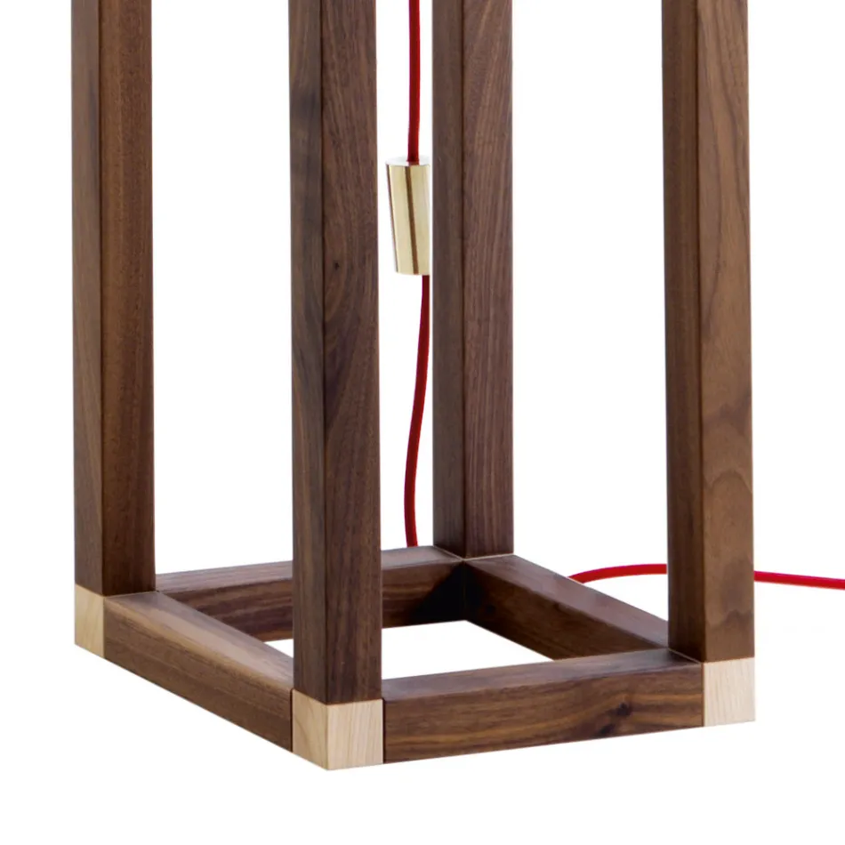 Stojací lampa v onyxu a designovém dřevě Grilli York vyráběná v Itálii Viadurini