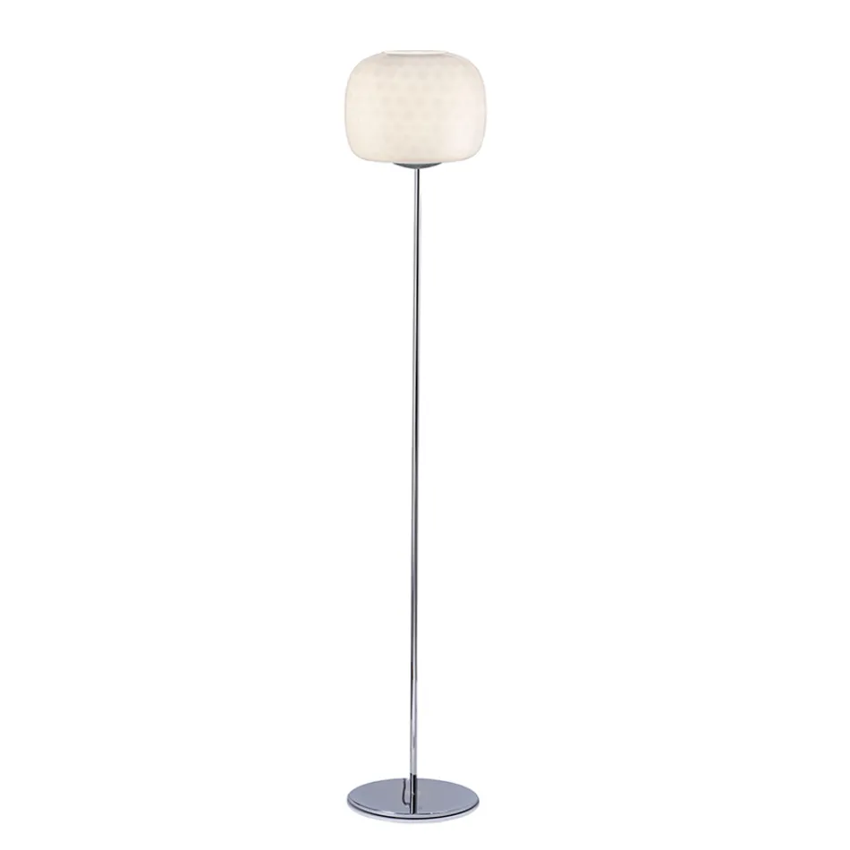 Skleněná stojací lampa se dvěma povrchovými úpravami a kovovým rámem vyrobená v Itálii - Brera Viadurini