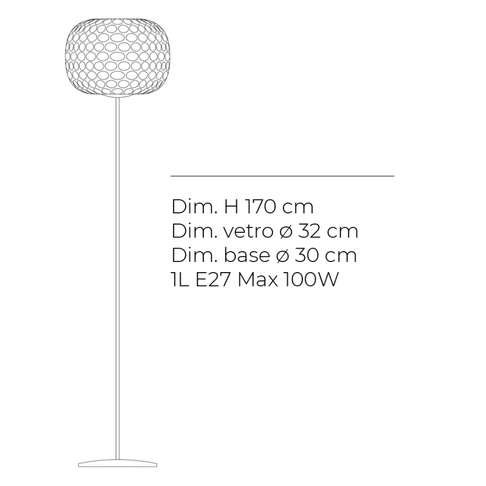 Skleněná stojací lampa se dvěma povrchovými úpravami a kovovým rámem vyrobená v Itálii - Brera Viadurini