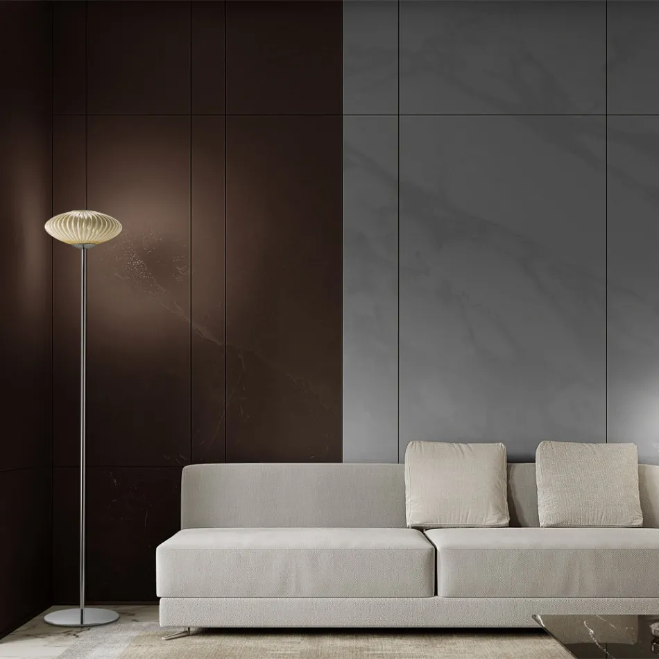 Žebrovaná a ručně foukaná stojací lampa z benátského skla - Dafne Viadurini