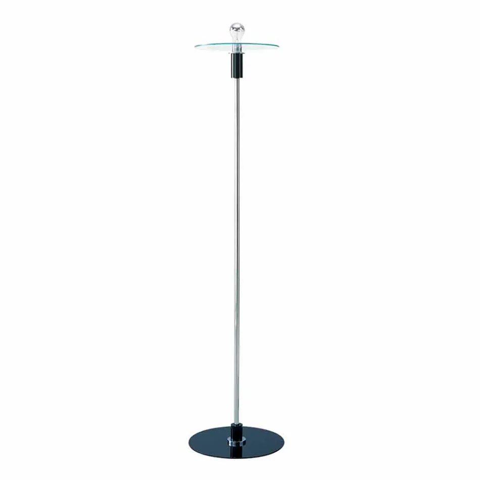 Moderní stojací lampa s chromovanou strukturou a skleněnou deskou Made in Italy - Saturno Viadurini